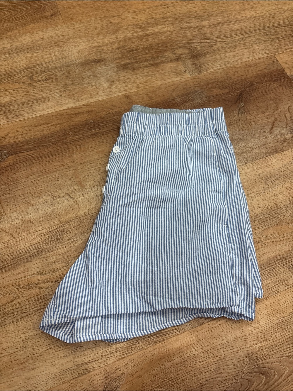 No Boundaries Blue & White Striped High Waist Shorts